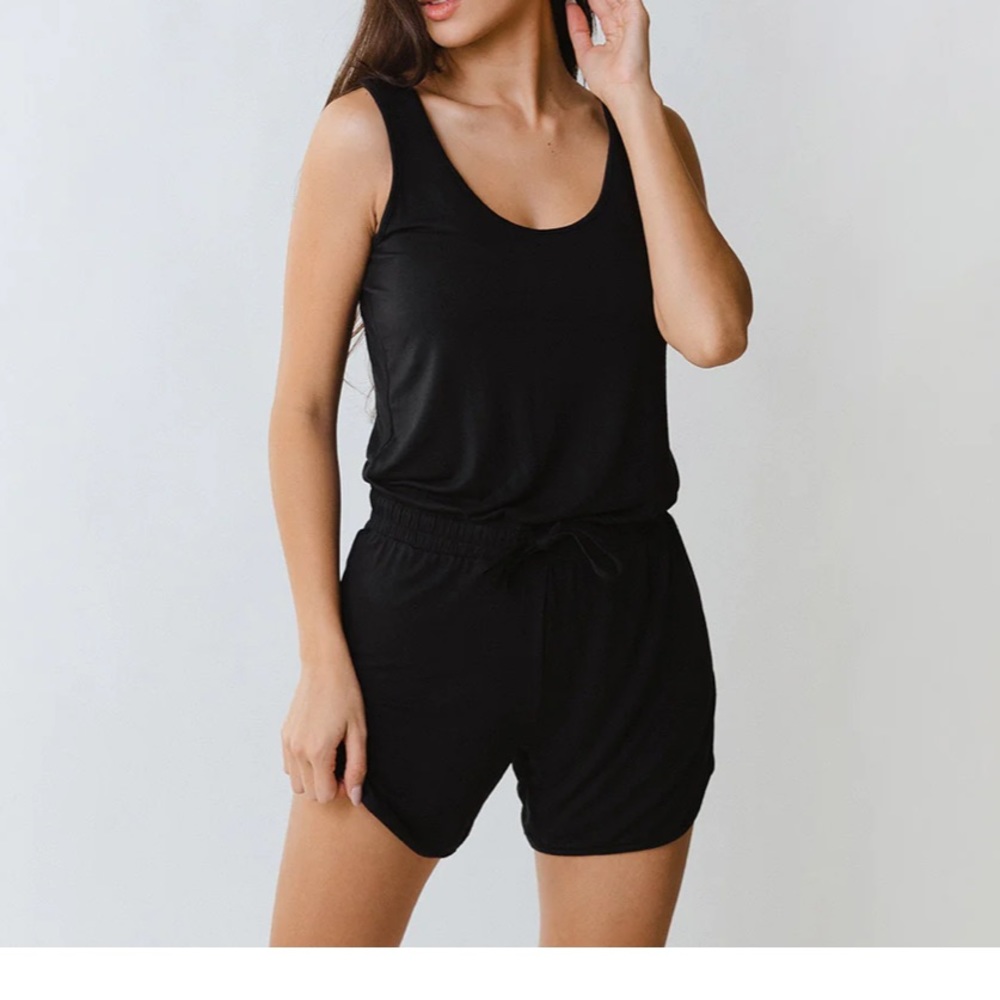 Black bamboo tank romper